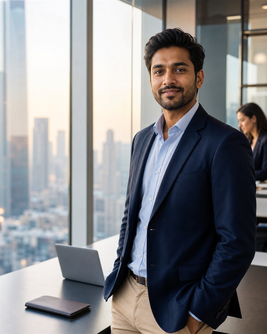 Professional working in an international office